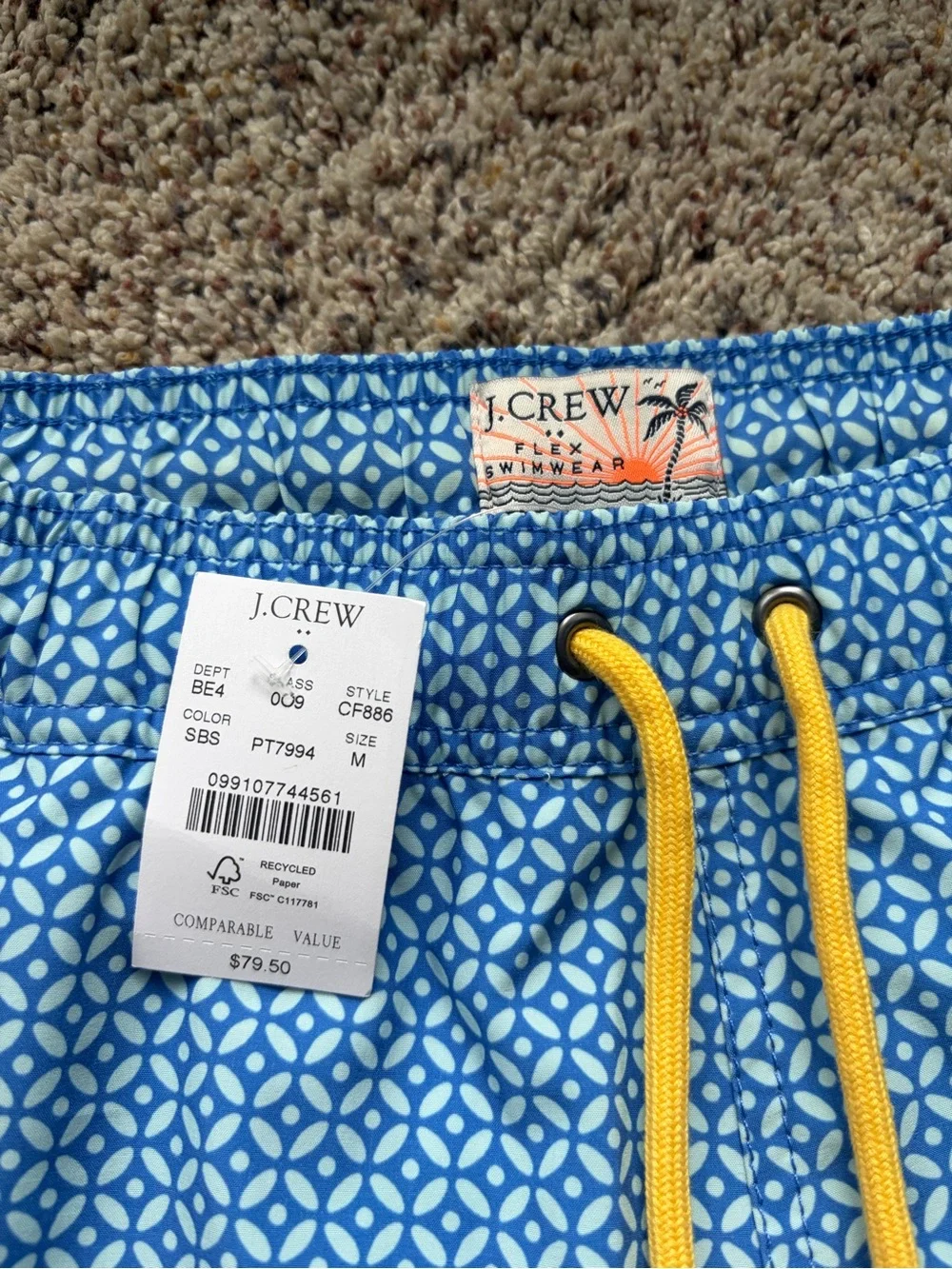 NWT MEN’S J CREW SWIM SUIT | Size: Medium | 7” Inseam